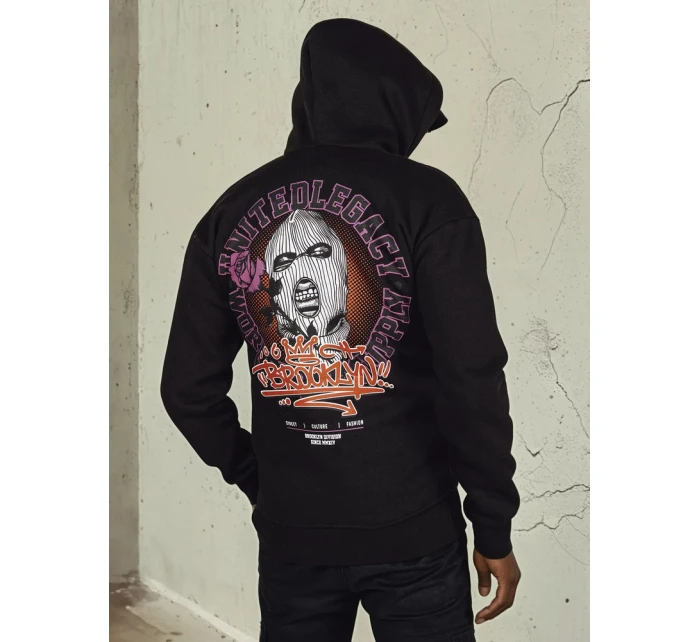 Pánská mikina s potiskem černá FashionStreet BX5665