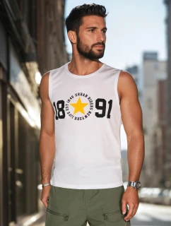 Pánská košile bez rukávů bílá FashionStreet RX5651