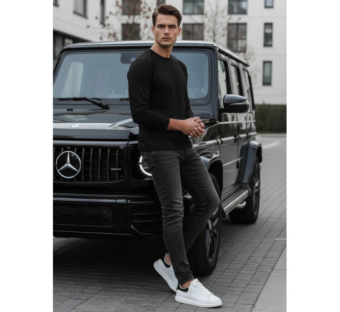 Pánské černé tričko FashionStreet s dlouhým rukávem LX0577 Pánské černé tričko FashionStreet s dlouhým rukávem LX0577