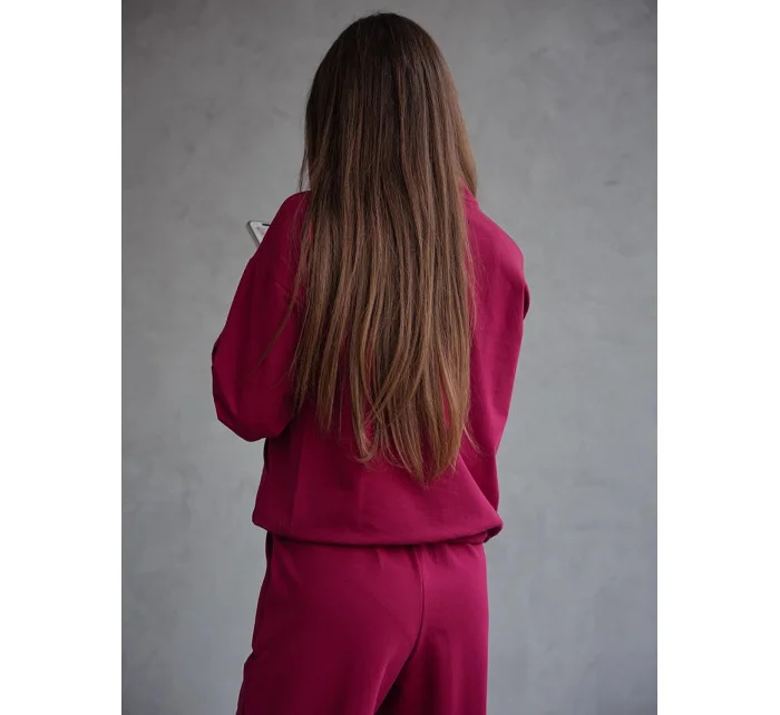 Dámský teplákový komplet ve vínové bordó barvě mikina se stojáčkem a kalhoty model 21802225 - Moon Dámský teplákový komplet ve vínové bordó barvě mikina se stojáčkem a kalhoty model 21802225 - Moon