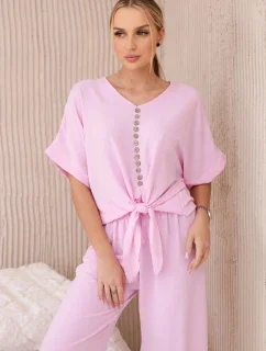 Souprava halenky a kalhot světle růžová