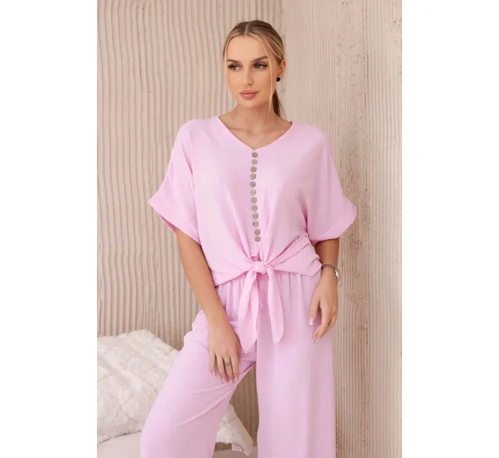 Souprava halenky a kalhot světle růžová