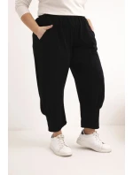 Dámské kalhoty Plus Size s nízkým sedem a gumou v pase černé Dámské kalhoty Plus Size s nízkým sedem a gumou v pase černé