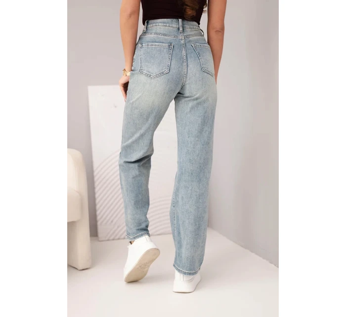 Dámské kalhoty se širokou nohavicí a model 22010252 džínové - K-Fashion