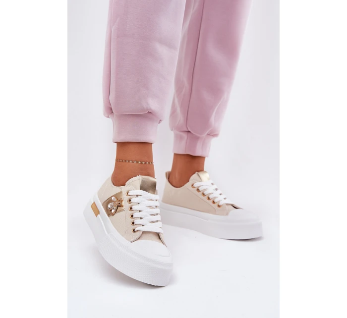 Dámské Tenisky Na Platformě S Dekorativním Detalem Béžové Annisae