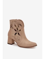 Semišové dámské kotníkové boty na béžové model 21713238 - Zazoo Semišové dámské kotníkové boty na béžové model 21713238 - Zazoo