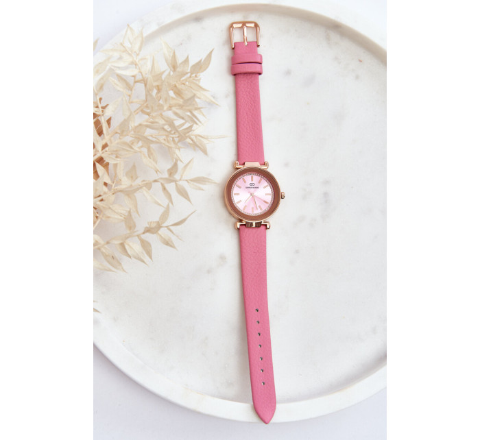 Klasické dámské kožené hodinky Giorgio&Dario růžové