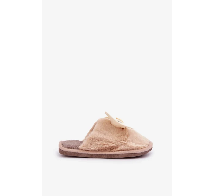 Dámské Pantofle S Kožešinou A Mašlí Béžové Olfedi Dámské Pantofle S Kožešinou A Mašlí Béžové Olfedi
