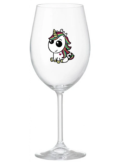 DUHOVÝ JEDNOROŽEC - priehľadný pohár na víno 350 ml