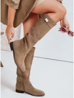 Dámské semišové kozačky na nízkém podpatku béžové Dstreet model 21992256 - FashionStreet Dámské semišové kozačky na nízkém podpatku béžové Dstreet model 21992256 - FashionStreet