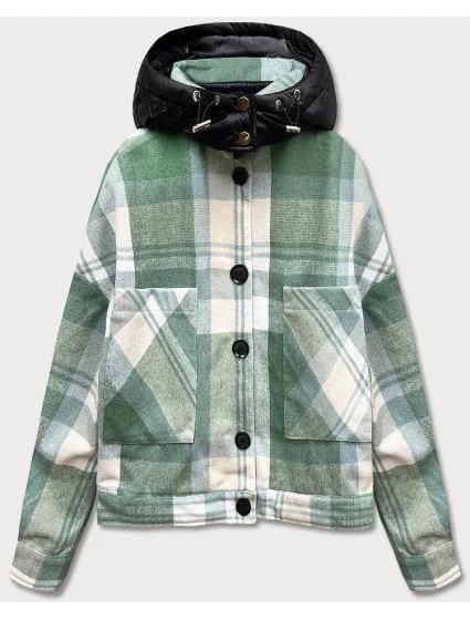 Krátká zelená košilová bunda model 18359844 - Ann Gissy Krátká zelená košilová bunda model 18359844 - Ann Gissy