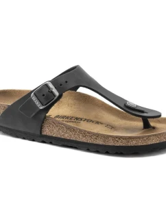 Dámské/pánské žabky Birkenstock Gizeh NU Oiled Black Regular z olejované kůže pro širokou nohu (0845251)