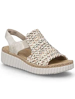 Sandały damskie na beżowe model 22087140 - Rieker Sandały damskie na beżowe model 22087140 - Rieker