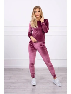 Velurová souprava se model 21753144 na zadní straně tmavě růžová - K-Fashion