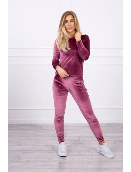 Velurová souprava se model 21753144 na zadní straně tmavě růžová - K-Fashion