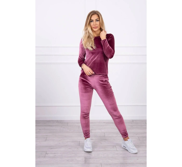 Velurová souprava se model 21753144 na zadní straně tmavě růžová - K-Fashion
