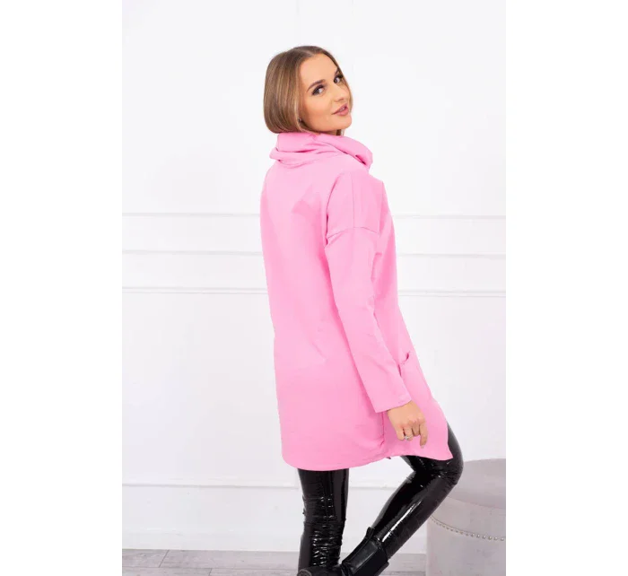 Oversize tunika s obálkou vpředu světle růžová