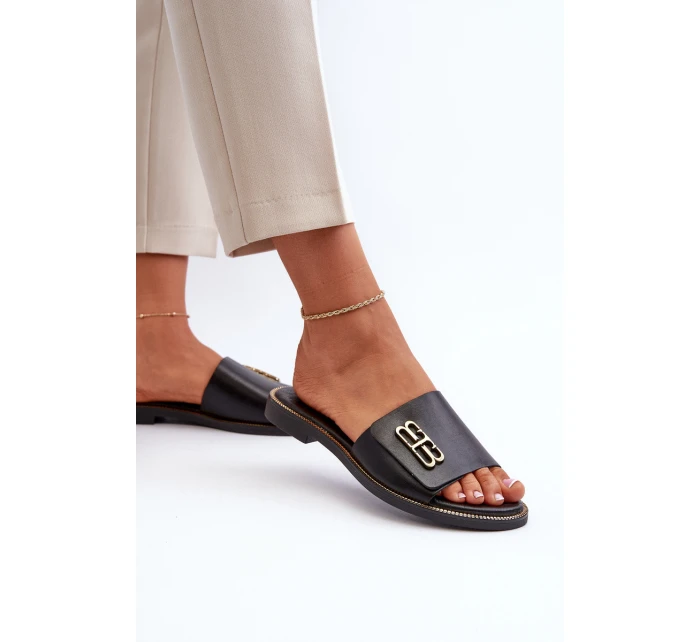 Zazoo 40384 Elegantní Dámské Kožené Černé Žabky Zazoo 40384 Elegantní Dámské Kožené Černé Žabky