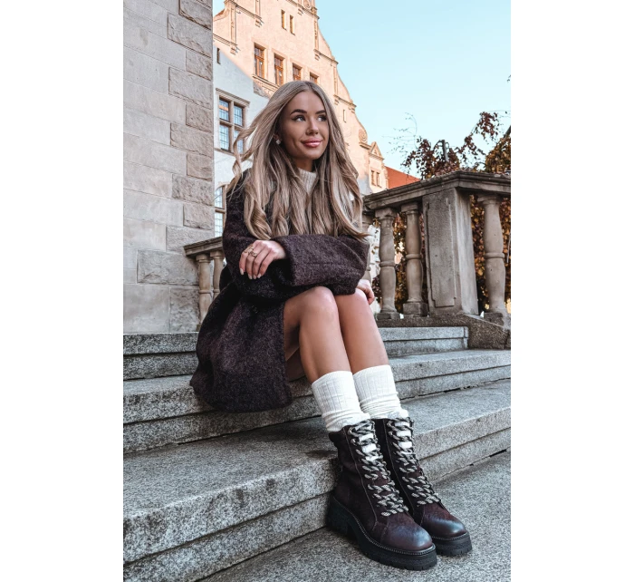 Dámské trapery boty z eko kůže čokoládové Bellora Dámské trapery boty z eko kůže čokoládové Bellora