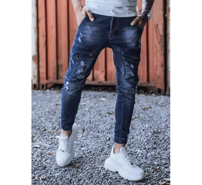 Modré pánské kalhoty FashionStreet UX3286