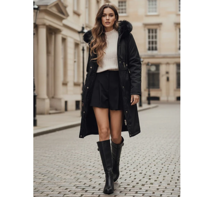 Dámská zimní bunda parka s kožešinou černá model 21991636 - Dstreet Dámská zimní bunda parka s kožešinou černá model 21991636 - Dstreet