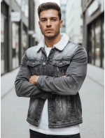 Pánská zateplená džínová bunda s ovčí kůží černá FashionStreet TX4230z