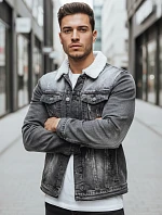 Pánská zateplená džínová bunda s ovčí kůží černá FashionStreet TX4230z