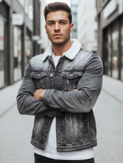 Pánská zateplená džínová bunda s ovčí kůží černá FashionStreet TX4230z