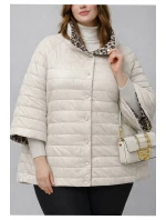 Dwustronna kurtka damska plus size z rękawem 3/4 Goodlookin ecru/panterka (M6-6308-12)