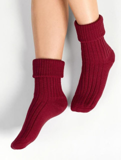 Pletené spací ponožky 067 vínové s vlnou