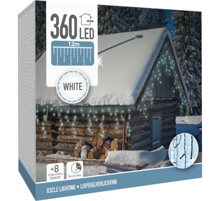 VÁNOČNÍ STROMEK SVĚTLA VENKOVNÍ SVĚTLO OPONA 360 VEDL ČASOVAČ STUDENÁ BÍLÁ KABEL ZELENÁ