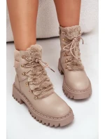 Zateplené botky traperky na zip z eko kůže béžové Willatta Zateplené botky traperky na zip z eko kůže béžové Willatta