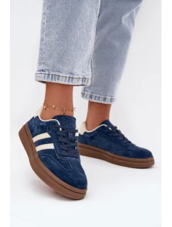 Dámské semišové tenisky na platformě tmavě modré Sylviona