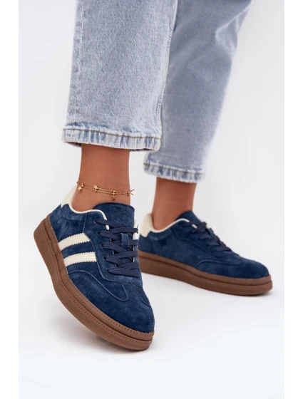 Dámské semišové tenisky na platformě tmavě modré Sylviona