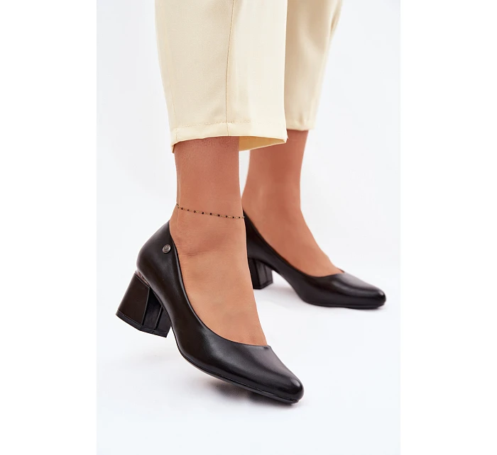Lodičky na podpatku model 22095176 Černé - VINCEZA