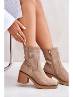 Zateplené Dámské Kotníkové Boty Na Podpatku Hnědé Vailia