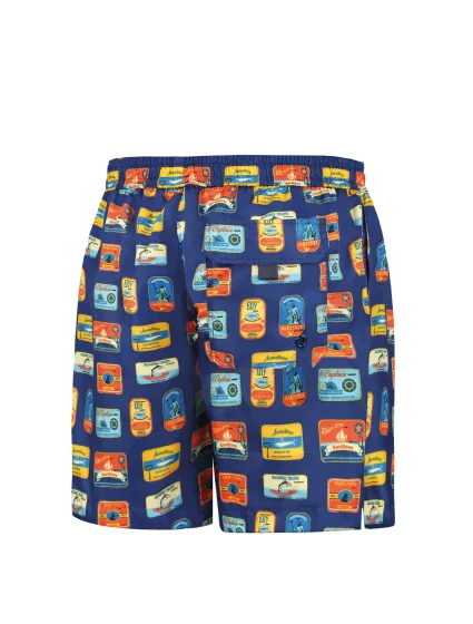 Pánské plavkové kraťasy Happy Shorts long SM29-48 Tmavě modrá mix - Self Pánské plavkové kraťasy Happy Shorts long SM29-48 Tmavě modrá mix - Self
