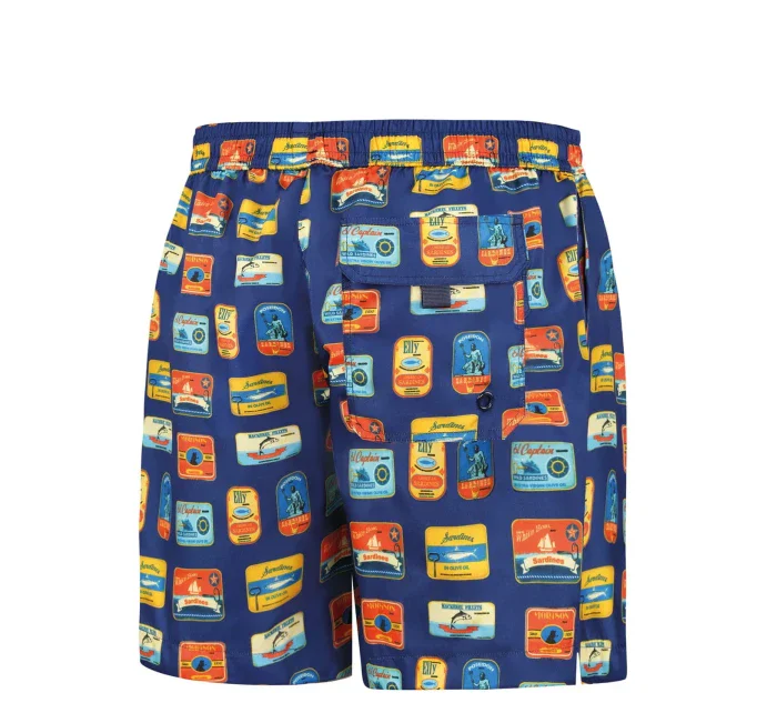 Pánské plavkové kraťasy Happy Shorts long SM29-48 Tmavě modrá mix - Self Pánské plavkové kraťasy Happy Shorts long SM29-48 Tmavě modrá mix - Self
