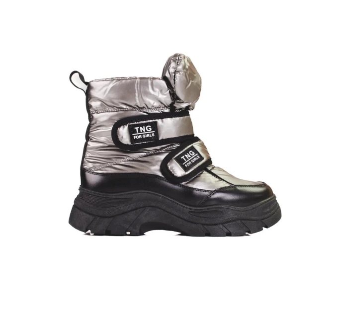 Výborné  sněhule šedo-stříbrné dámské bez podpatku