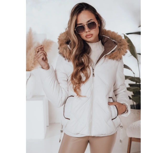 Dámská prošívaná zimní bunda COLDLIKE s kapucí bílá FashionStreet TY5002 Dámská prošívaná zimní bunda COLDLIKE s kapucí bílá FashionStreet TY5002