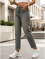 Dámské šedé džíny s vysokým pasem ve střihu mom fit FashionStreet UY3002