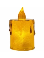 DEKORATIVNÍ SVÍČKA 8 CM JANTAROVÁ TEPLÁ BÍLÁ 1 LED