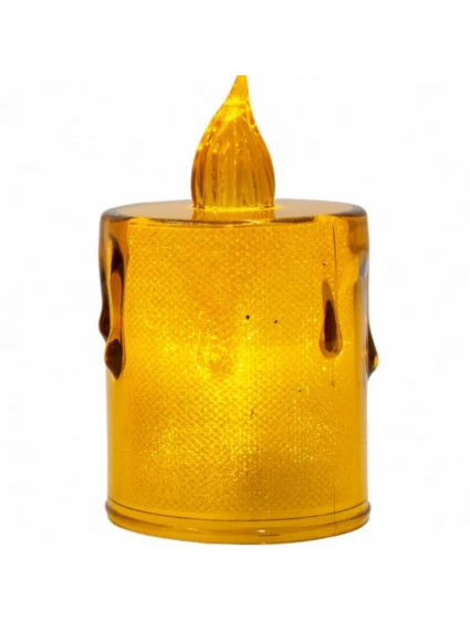 DEKORATIVNÍ SVÍČKA 8 CM JANTAROVÁ TEPLÁ BÍLÁ 1 LED
