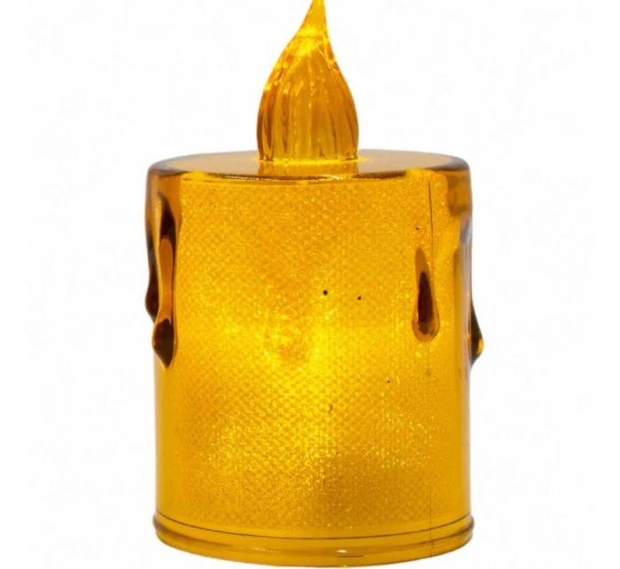 DEKORATIVNÍ SVÍČKA 8 CM JANTAROVÁ TEPLÁ BÍLÁ 1 LED