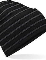 Beechfield B 39R Pletená čepice s pruhy a manžetou 53.039R black/graphite grey