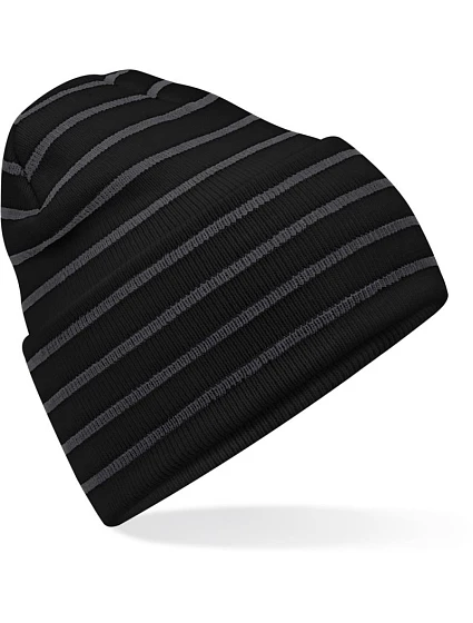 Beechfield B 39R Pletená čepice s pruhy a manžetou 53.039R black/graphite grey Beechfield B 39R Pletená čepice s pruhy a manžetou 53.039R black/graphite grey