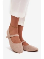 Zdobené dámské baleríny s páskem růžové model 21710842 - Boto