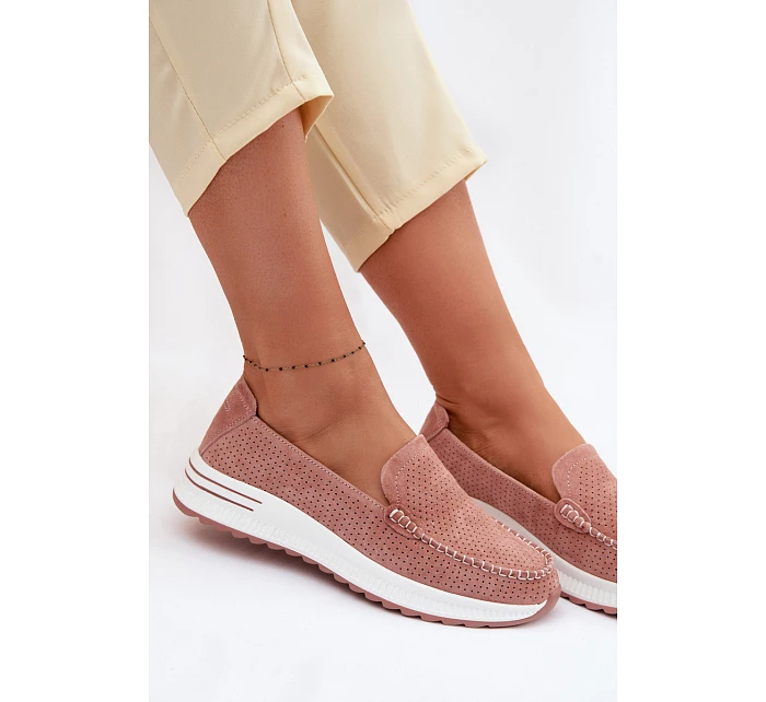 Růžové dámské semišové mokasiny Pevina Růžové dámské semišové mokasiny Pevina