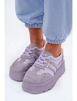 Semišové tenisky na platformě model 22095146 fialové - Goe