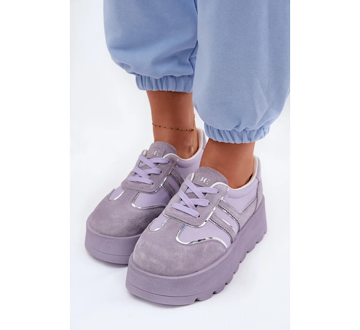 Semišové tenisky na platformě model 22095146 fialové - Goe